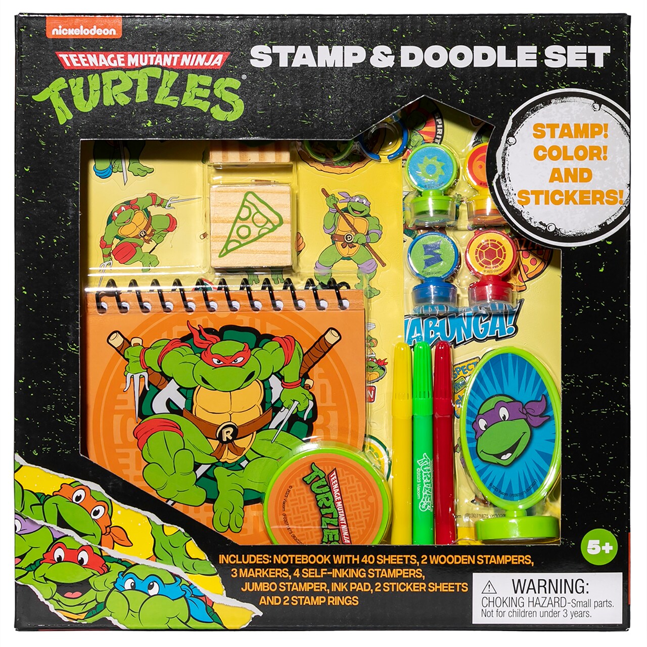 Inkology: Stamp & Doodle – Teenage Mutant Ninja Turtles - Creativity Set, TMNT Spiral Notebook, Stamp-Color-Sticker Activities, Craft Play, Kids 5+